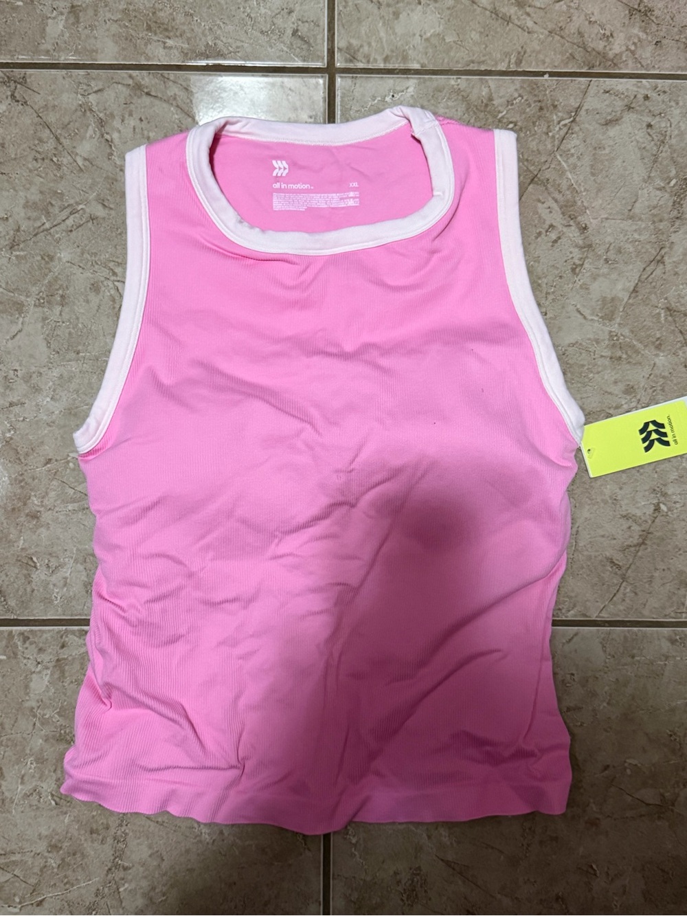 NWT all in motion Pink Ribbed Tank with built in bra